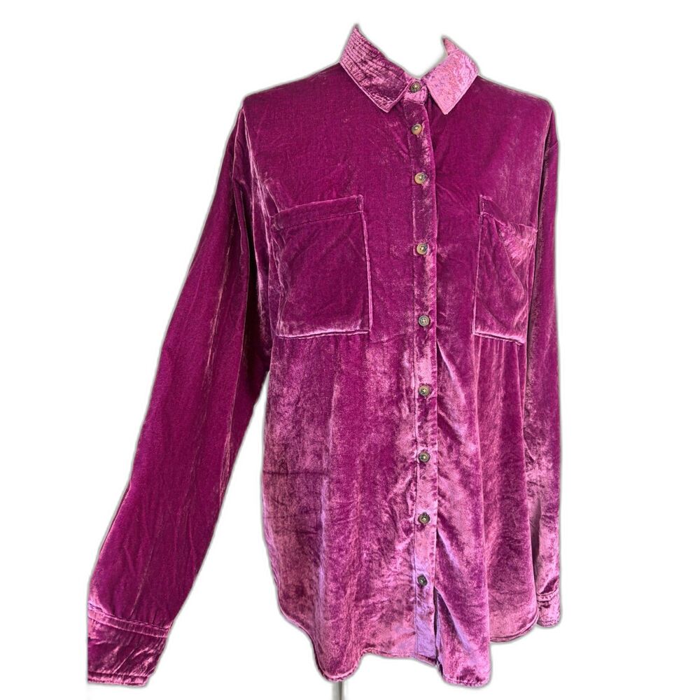 Pilco The Hadley Velvet Button-Down Shirt Size L Fairy Grunge Whimsigoth Boho